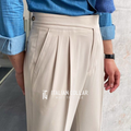 Cream Classic Buttoned Gurkha Pants By Italian Collar