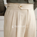 Cream Italian Signature Formal Gurkha Pants By Italian Collar