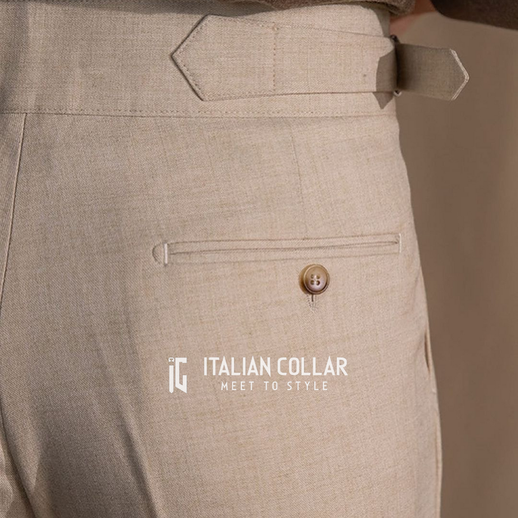 Beige Detachable Buckle Gurkha Pants By Italian Collar