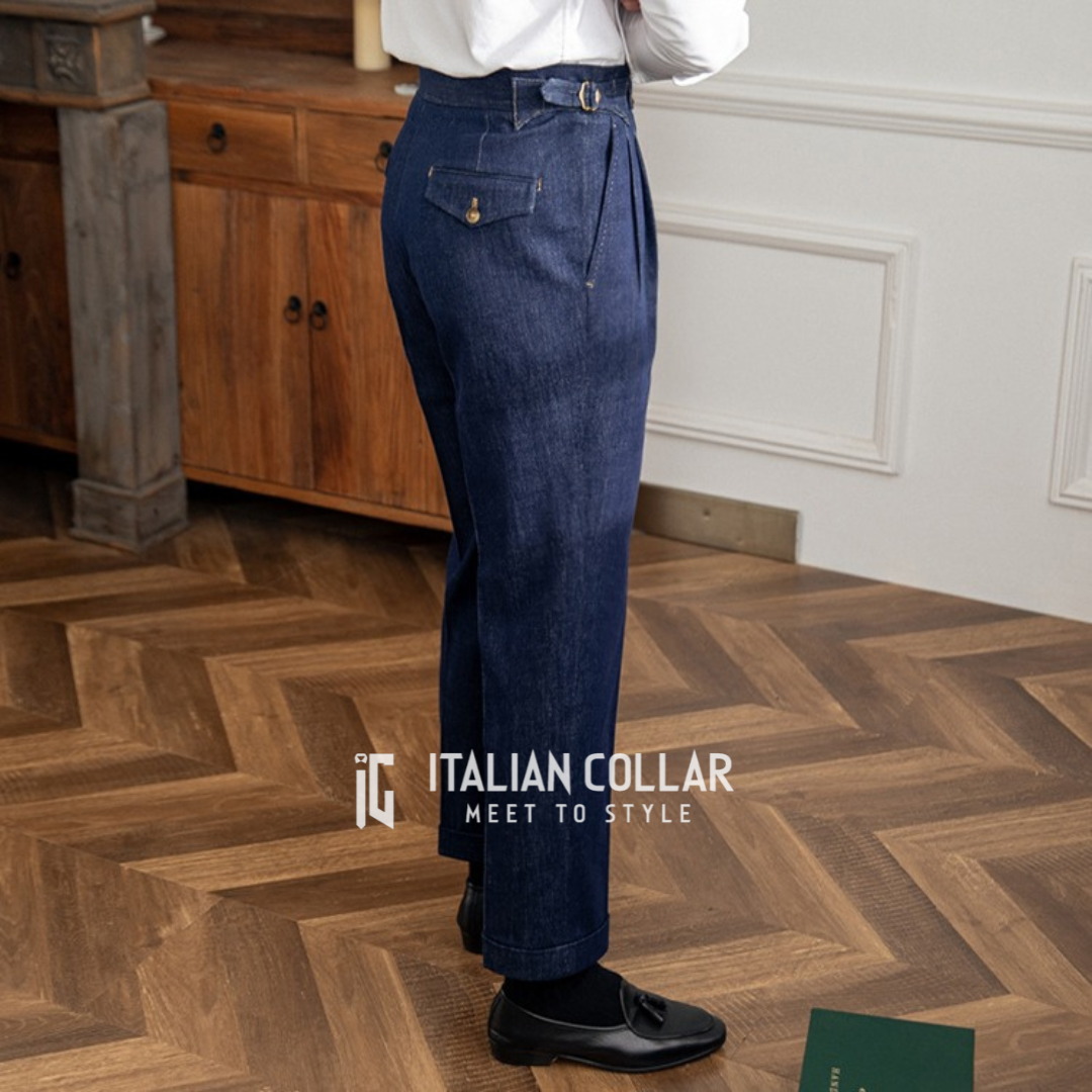 Dark Blue Italian Signature Denim Gurkha Pants