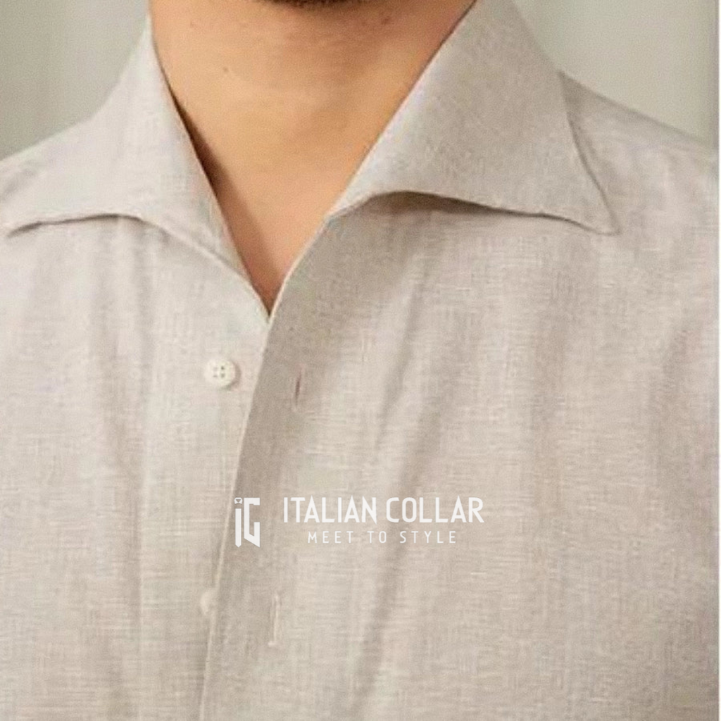 Erose Grey Shirt With Brown Italian Elegant Pants By Italian Collar