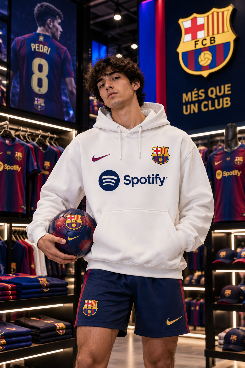 Barcelona White Football Hoodie