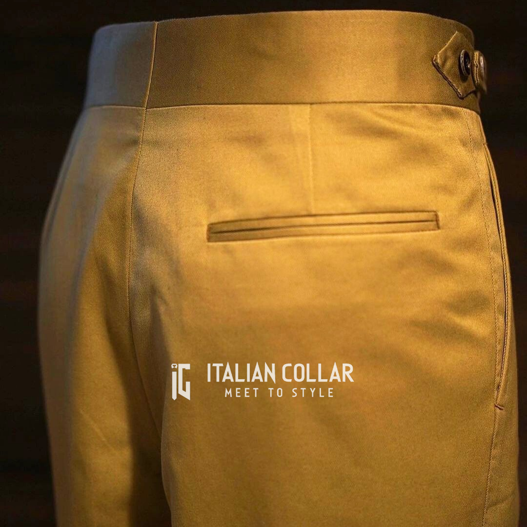 Khaki Ring Belt Gurkha Trousers By Italian Collar