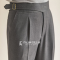 Stone Grey Italian Exotic Gurkha Pants By Italian Collar