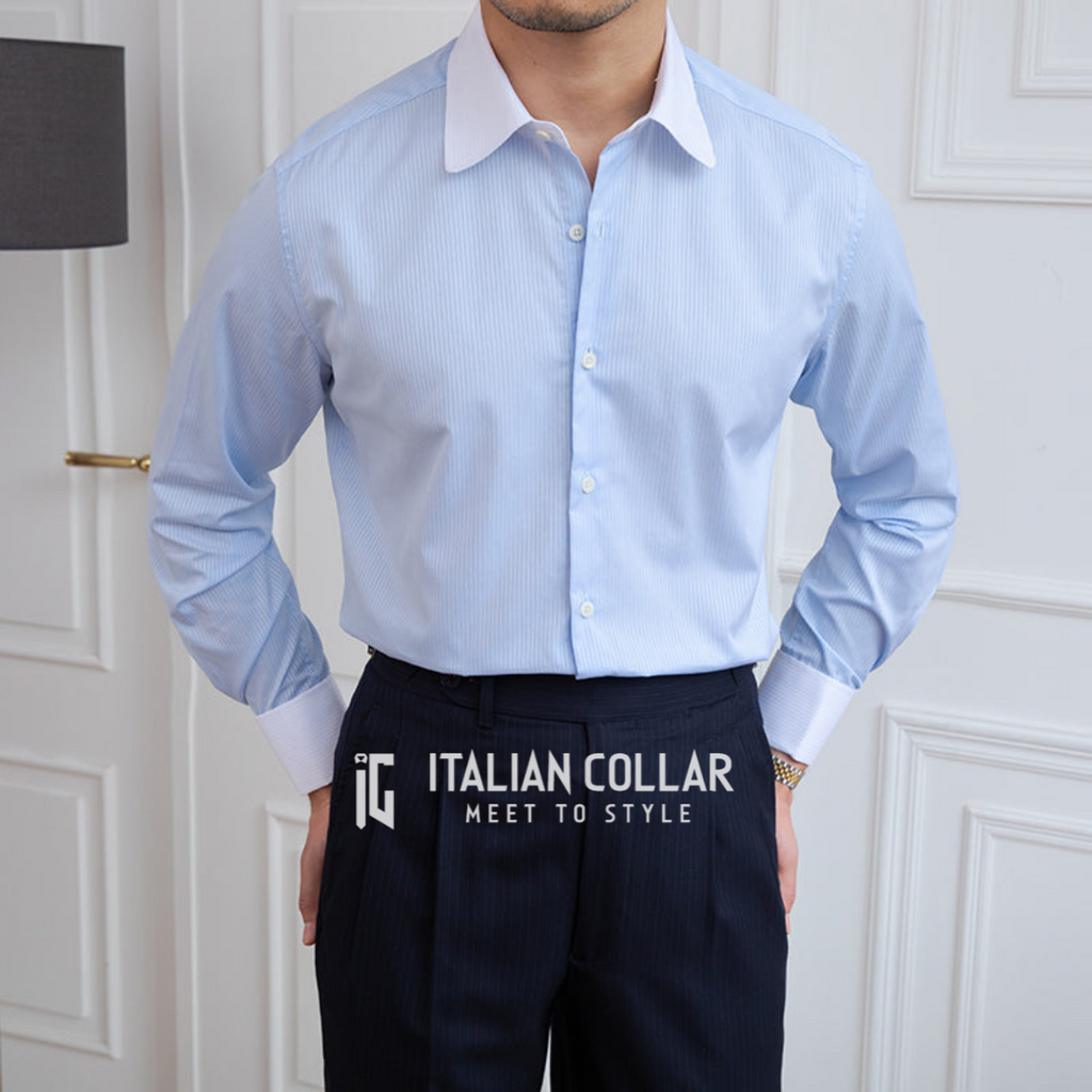 Sky Blue Italian Collar Shirts By Italian Collar
