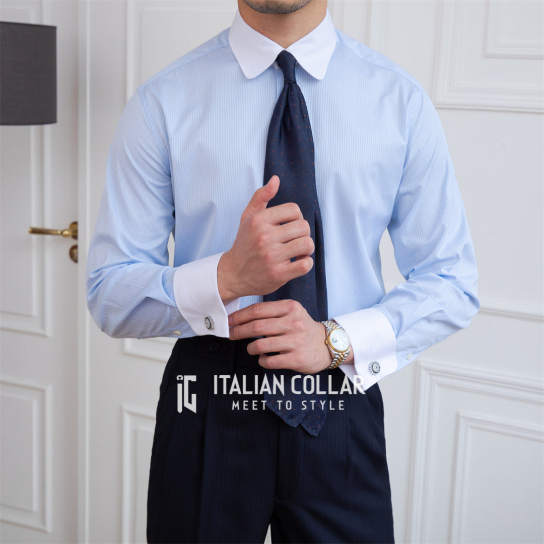 Sky Blue italian Collar Shirts By Italian Collar