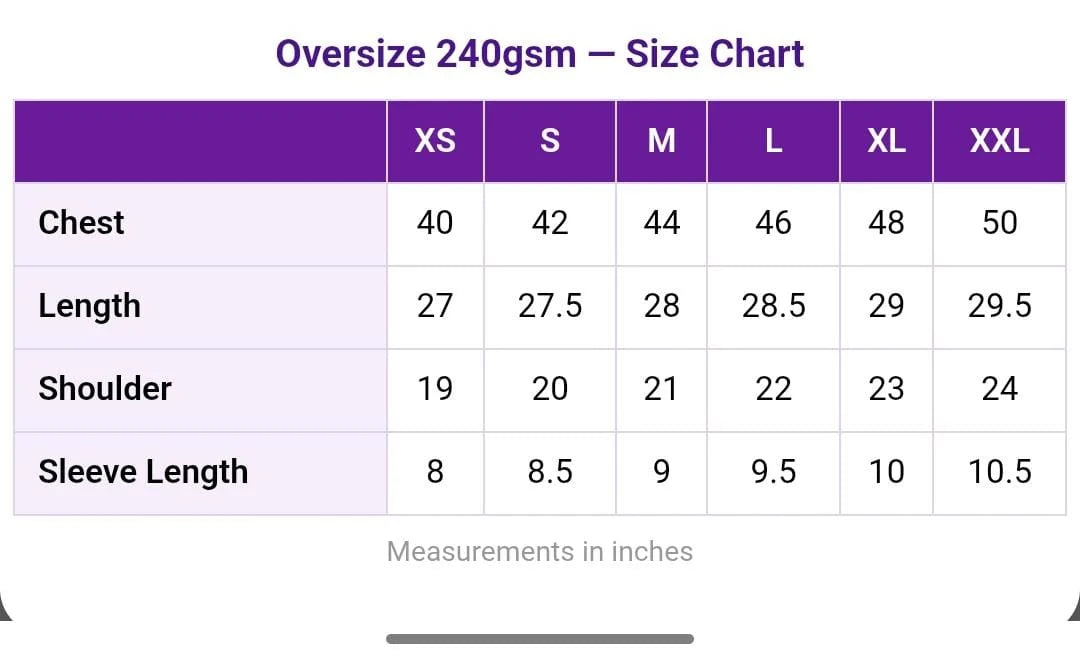 Size chart