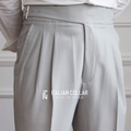 Ash Gray Classic Buckle Gurkha Pants By Italian Collar