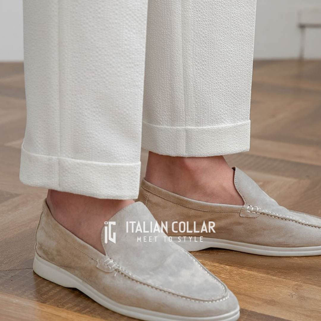 White Classic Buttoned Gurkha Pants By Italian Collar