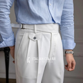 White Detachable Buckle Gurkha Pants By Italian Collar
