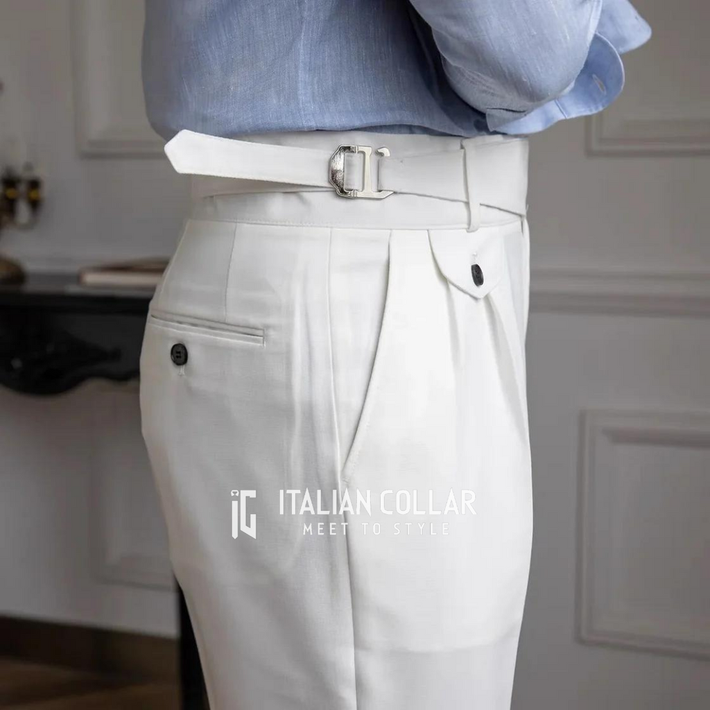 Coffee Detachable Buckle Gurkha Pants By Italian Collar