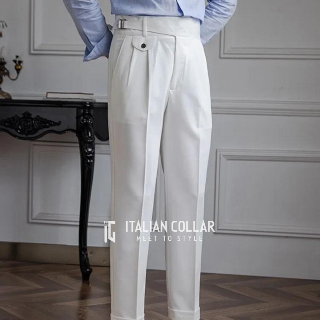 Coffee Detachable Buckle Gurkha Pants By Italian Collar