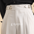 White Reverse Adjustable Buckle GurkhaPant By Italian Collar (Limited Edition)
