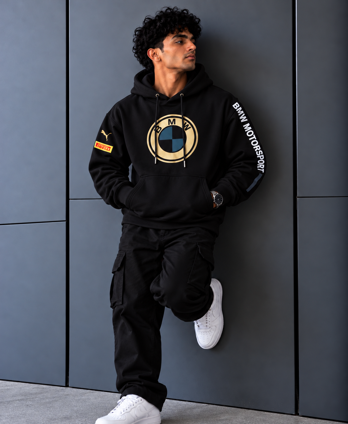 BMW Motorsport Black & Gold Logo Graphic Hoodie