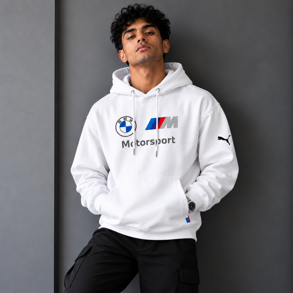 BMW M RACE Inspired Oversized Hoodie White