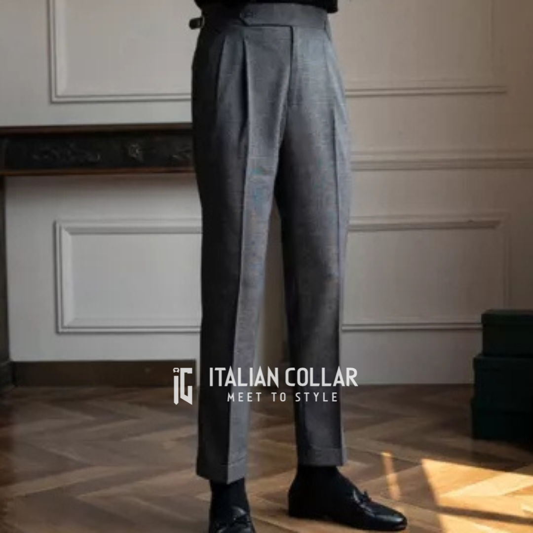Deep Gray Italian Signature Formal Gurkha Pants By Italian Collar