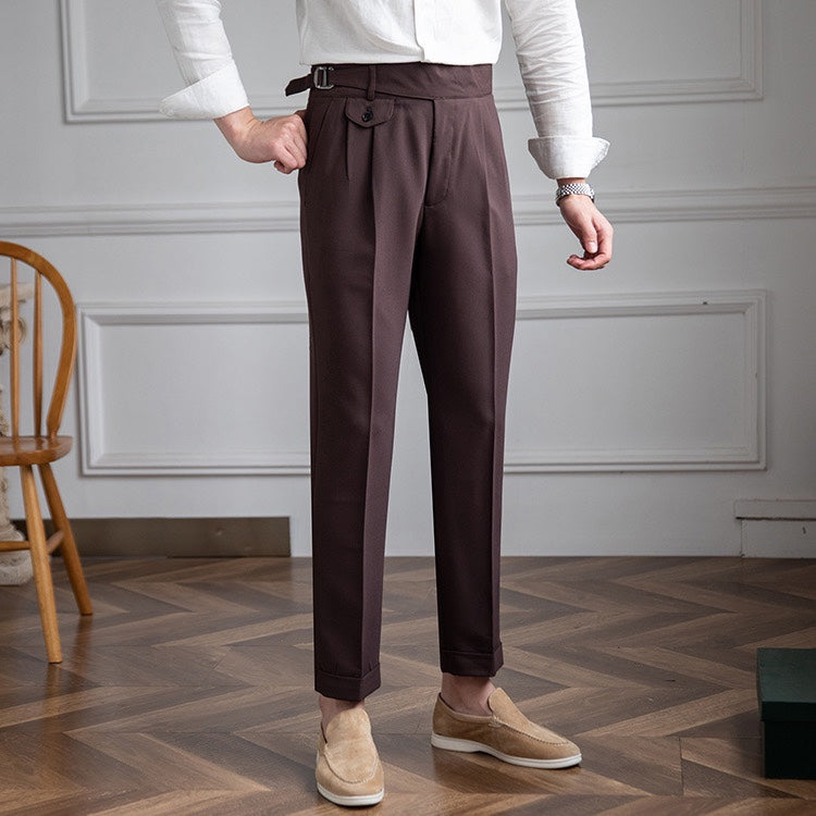 Coffee Detachable Buckle Gurkha Pants By Italian Collar